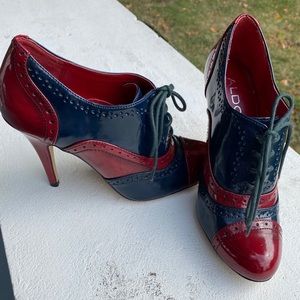 Aldo burgundy and navy Oxford heel